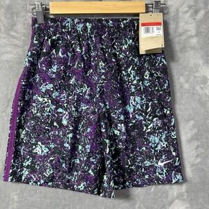 Nike Kids Dri-FIT Training Shorts Purple Teal Splatter Print Youth Large NWT